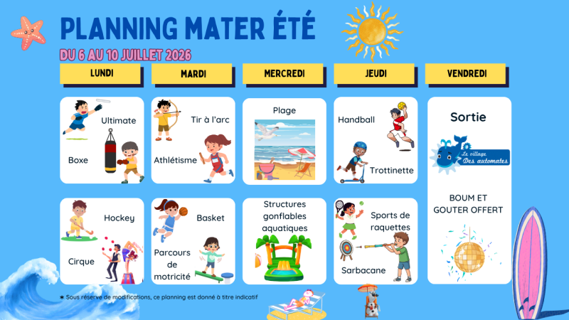 Planning mater s1 été 2026
