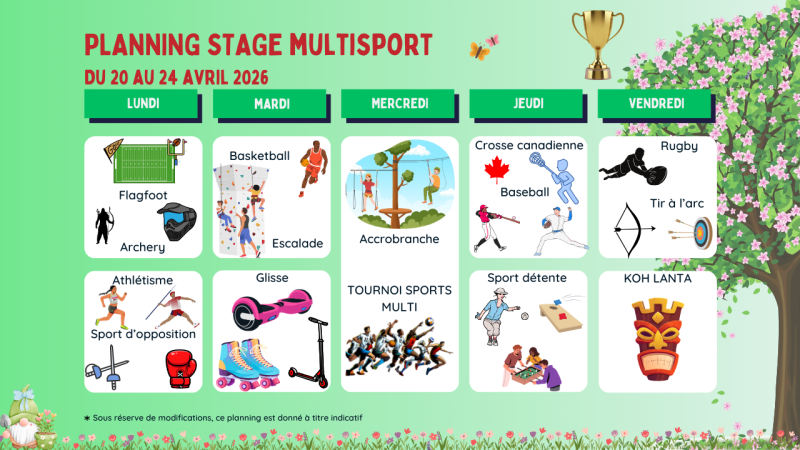 Planning Multisports pour des primaires en région Paca