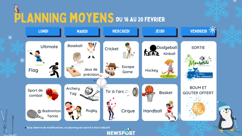 HIVER 2026 - 16 AU 20 FEVRIER 2026 - MOYENS (PRIMAIRES)