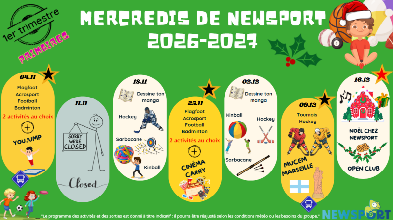 Programme sportif pour primaires à carry le rouet